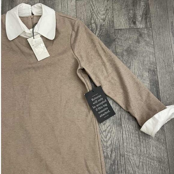 Tuckernuck Women's Pomander Place Claiborne Mini Dress Khaki Tan - Picture 4 of 8